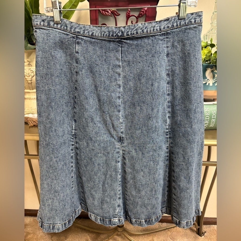 Cabela's Blue Stonewashed Flared Jean Skirt Western Cottage-core Casual Size 14